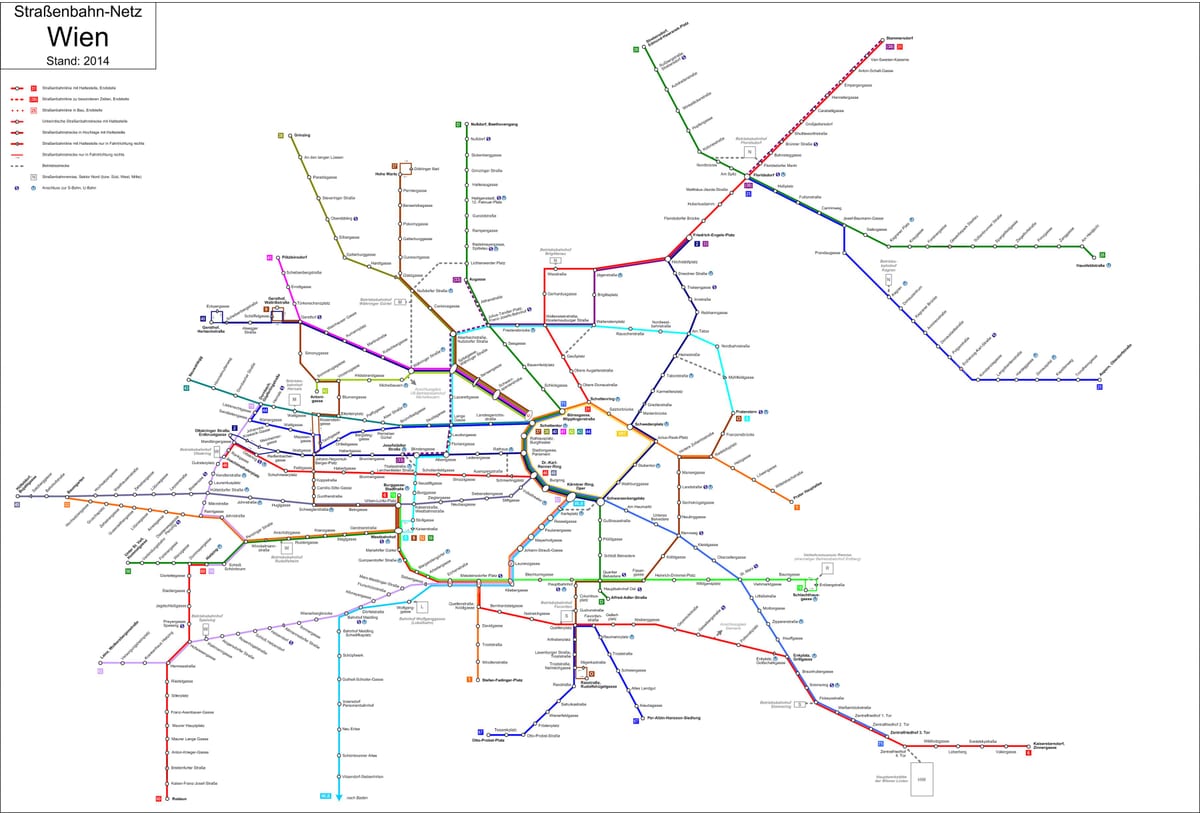 Vyèn strassenbahn kat jeyografik