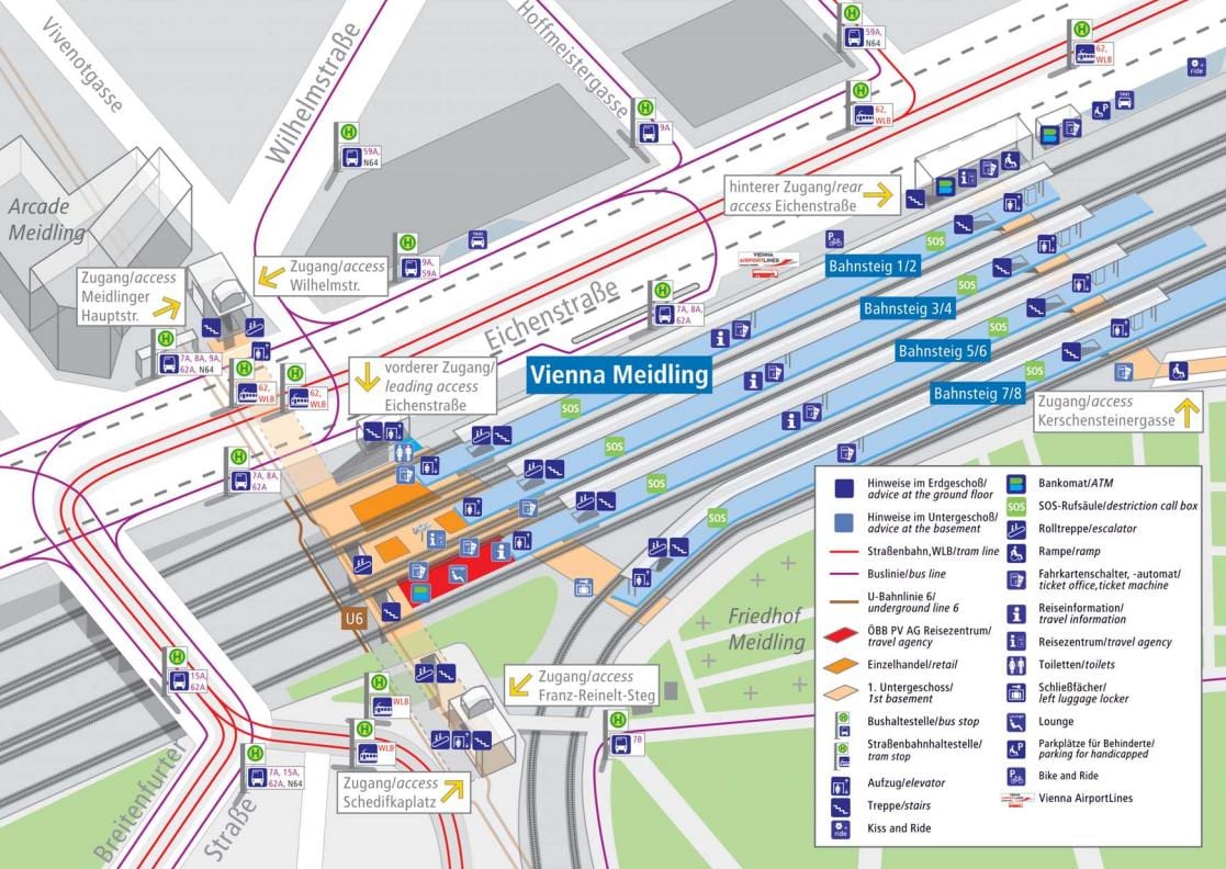 estasyon tren a nan Vyèn, Otrich kat jeyografik