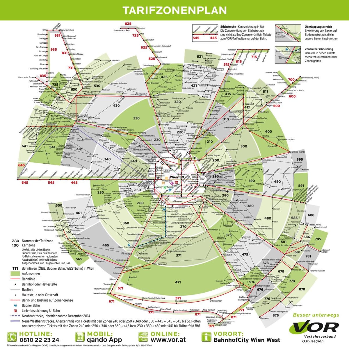 Kat jeyografik nan Vyèn métro zòn nan 100